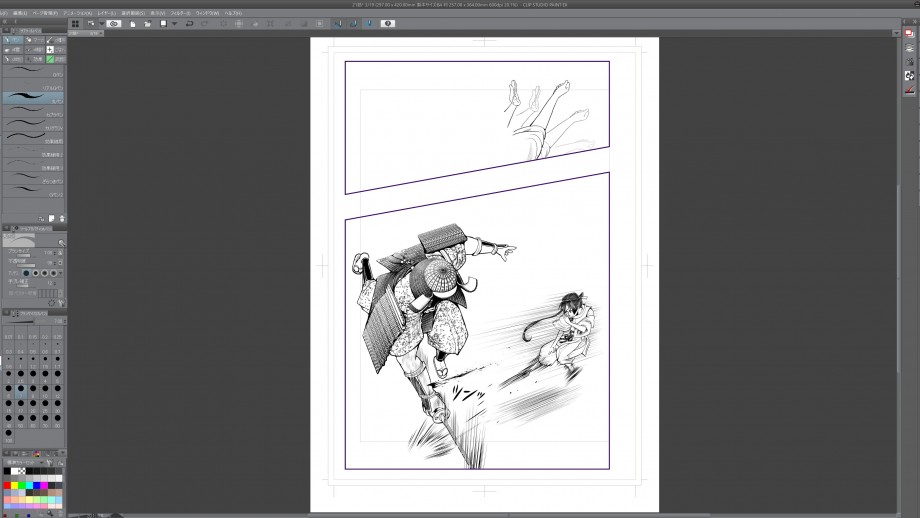 LT変換画像を使用した漫画の執筆風景