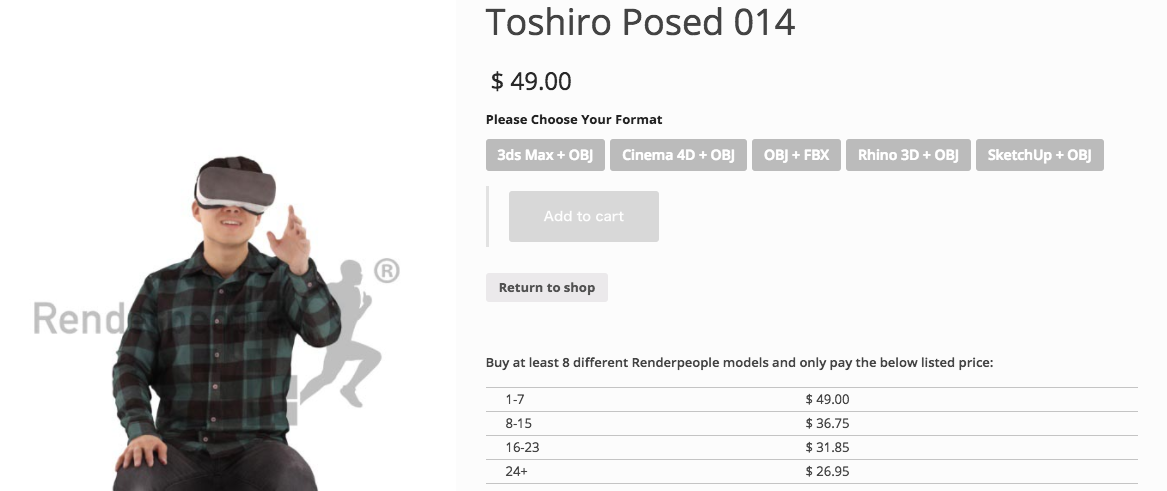 Renderpeopleの販売データ｢Toshiro」