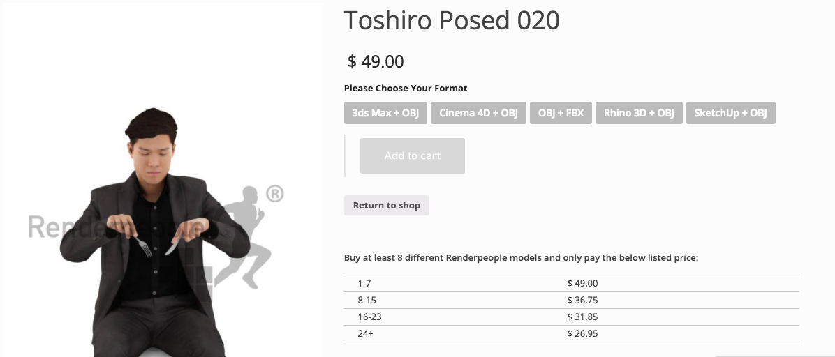 Renderpeopleの販売データ｢Toshiro」