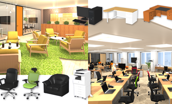 メガソフトが提供するオフィスデザインソフト「3D Office Designer」がバージョンアップ！　5万点以上の3D素材を搭載している内容とはサムネイル画像