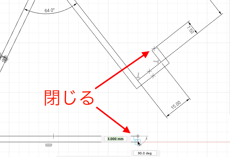 線分で両端を閉じる