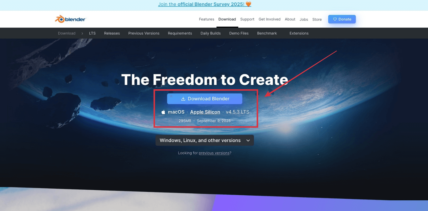 Blender公式サイトのメイン画像