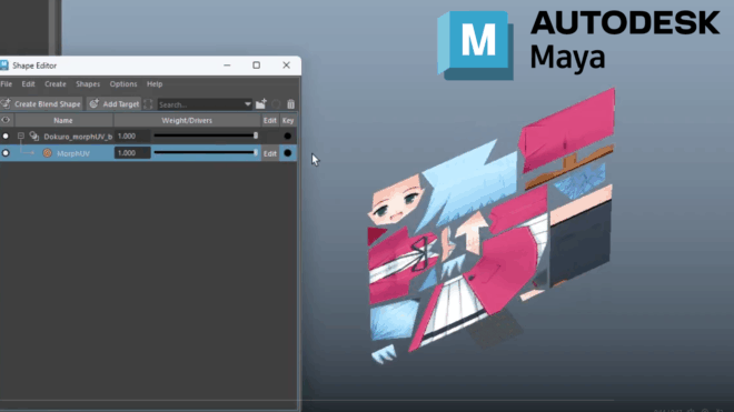 ZBrushのモーフUV機能をMayaで再現のアイキャッチ画像