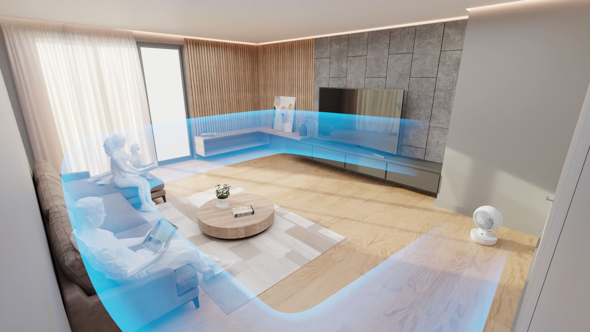 アイリスオーヤマ様の家電広告用に制作した、部屋の空調を可視化した3DCG
