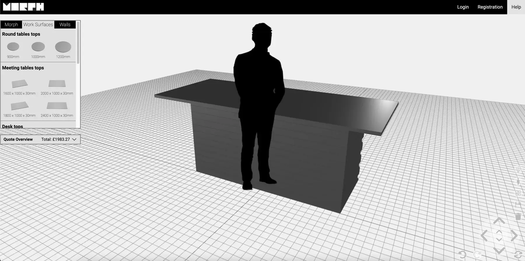 Morph Bricksのコンフィギュレーターでブロックの壁を組み立てる画面