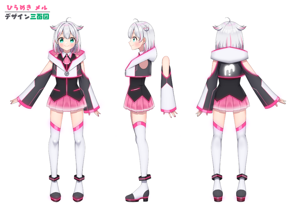 キャラクターのイラスト三面図