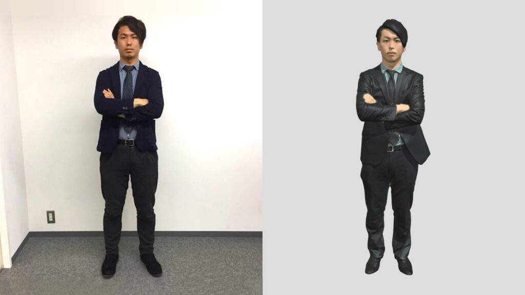 人物写真と、人物の3Dモデル