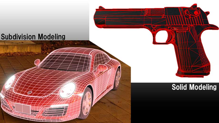 車の3Dモデルと銃の3Dモデル
